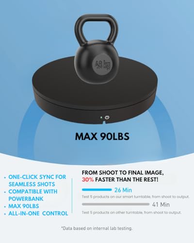 360 Photography Turntable 13in, Rotating Display Stand 101lbs Capacity, Motorized Electric Spinning Stand for Products Display,Remote Control Platform Control Angle,Speed and Direction