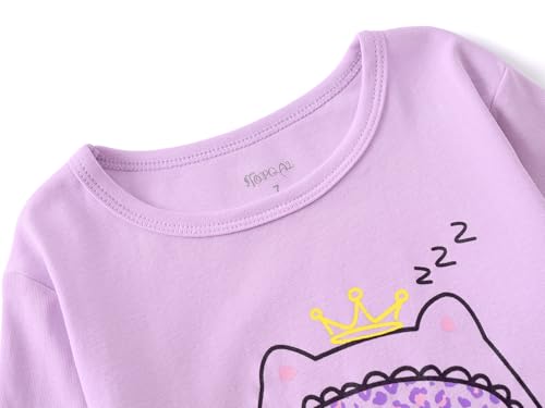 Topgal Girls Cotton Knit Pajamas Toddler Summer Top & Shorts Sung Fit Cartoon Print Sleepwear Clothes Set Size 4-142