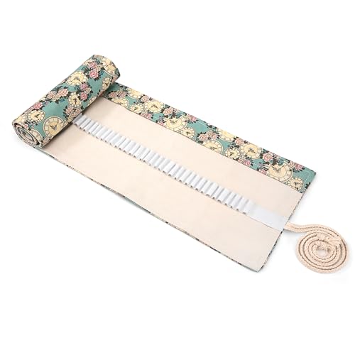 Newellsail Estuche para Lápices de Lona 72 Agujeros Soporte de Rollo de Lápiz de Color Estuche Organizador Lapices Enrollable para Estudiantes Pintores (Estilo de Reloj)
