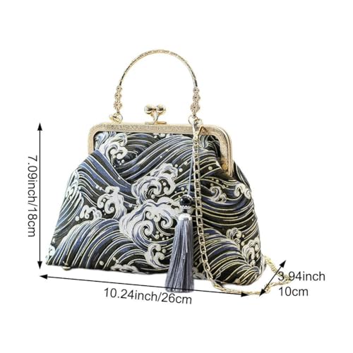 Sac de soirée brodé avec chaîne à bandoulière rétro chic - 6