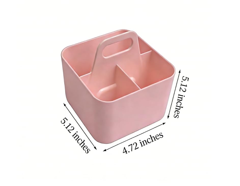 Image of Stackable Portable Handheld Organiser,Multi-Purpose Desktop Divider Organiser Basket For Crafts Or School Supplies Desk,Office,Stationery Pencil Holder,Dorm Room (Small Size-Pink)