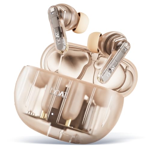 Image of Boat Airdopes 191 ANC, 32dB ANC, Ambient Mode, 60HRS Battery, 4Mics ENx, in-Ear Detection, IWP Tech, Fast Charge, v5.3 Bluetooth Earbuds, TWS Ear Buds Wireless Earphones with mic (Pellucid Orange)