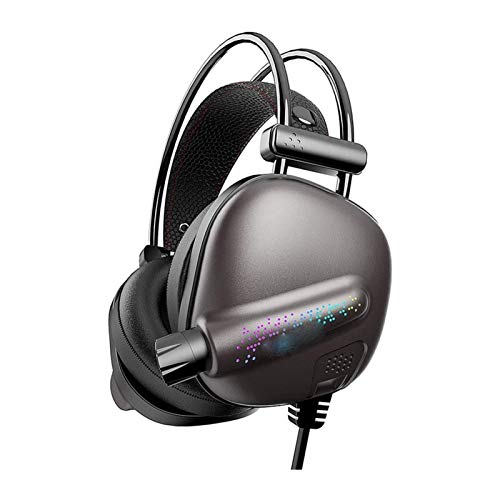 Gaming Het with Noise Canceling Mic LED Light Compatible Laptop Memory Foam Ear Pads