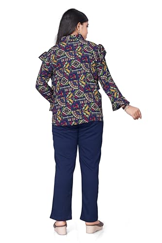 Image of Girls /Kids Printed Floral Designer Top and Palazzo Set Crop Top and Palazzo Set Printed /Fancy Palazzo and top Set for Girls with tie in Waist
