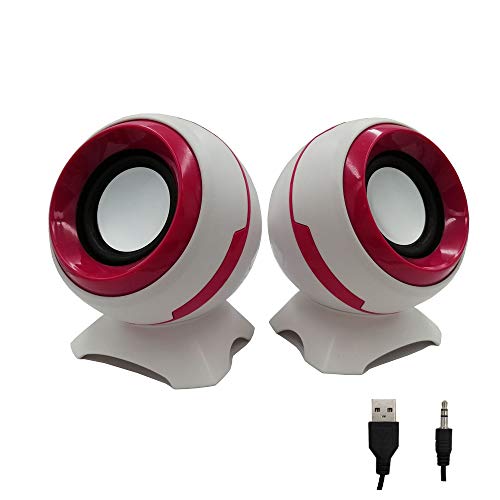 Accod Computer Speaker Mini 2.0 USB Desktop Speaker Compact Multimedia Speaker with Stereo Surround Sound Notebook Speaker for Iphone PC and Smartphone 3.5mm (Red)