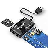  Rocketek USB Smart Chipkartenleser, USB Multi Port Smart Card Reader Lese und Schreib Smartcard/ Micro SD/ SDXC/ SD/ SDHC/ MS/ M2/MMC Speicherkartenleser Kompatibel mit Mac OS, Windows, Linux, Chrome