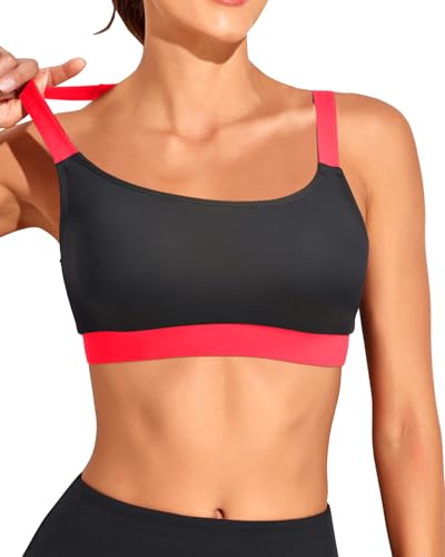 Image of Tempt Me Women Sports Bra Swim Crop Tops Only | Scoop neck, Bathing suits top, Removable cups, Adjustable straps