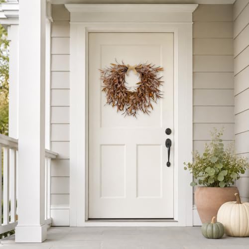 22 Inch Artificial Fall Heart Wreath for Front Door with Olive Leaves by Generic - Used condition - Image 2
