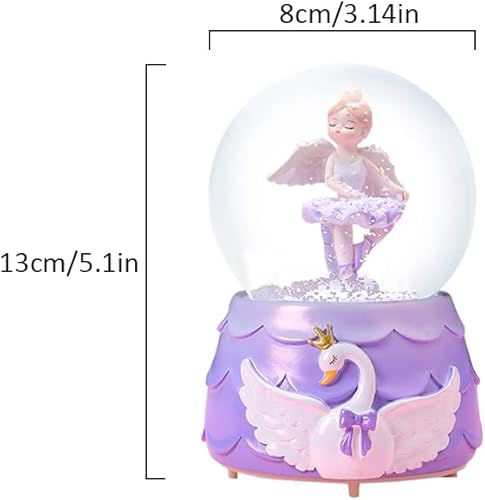 Miniatura 4 de Ballerina Girl Swan Lake Globo de nieve musical, globo de nieve de cristal de 3.150 in, caja de música de ballet con luces coloridas para niñas,