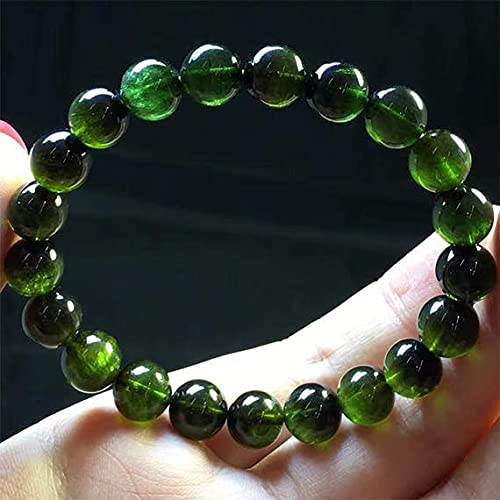 LKBEADS 1 pasmo naturalna ciemnozielona turmalin elastyczna bransoletka okrągłe koraliki 8 mm 04414