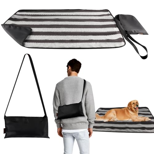 ACUSHLA Haustier Decke Camping Decke 100 x 70 cm wasserdichte, Wärmende Decke, Große Reisedecke, für Haustier, Hund Katze Mat, Hundematte, Faltbare, für Outdoor Innen, mit Tasche (schwarz und weiß)