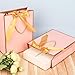 ZJHiome Gift Bags for Presents, 2 Pack Medium Paper Bags with Bow Ribbon Tissue Paper Cards Thank You Gift Bag with Handles for Christmas Holiday Birthday Shopping Bags(Pink,Gold)
