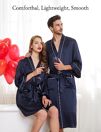 LilySilk 100% Silk Robe for Men Contrast White Trim Long Sleeve Shawl Collar Long Silk Kimono Bathrobe Male Sleepwear4