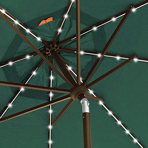 EliteShade Solar Umbrellas 9ft Market Umbrella with 80 LED Lights Patio Umbrellas Outdoor Table Umbrella with Ventilation and 5 Years Non-Fading Top,Forest Green