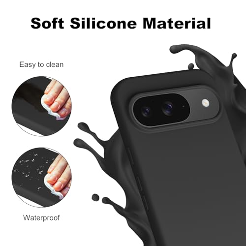 Image of Tobfit Back Cover Case Compatible with Google Pixel 9 /9 Pro, Case Cover Rugged Flexible Durable Anti-Slip Silicone Protection Shockproof Google Pixel 9 /9 Pro Back Cover (Black)