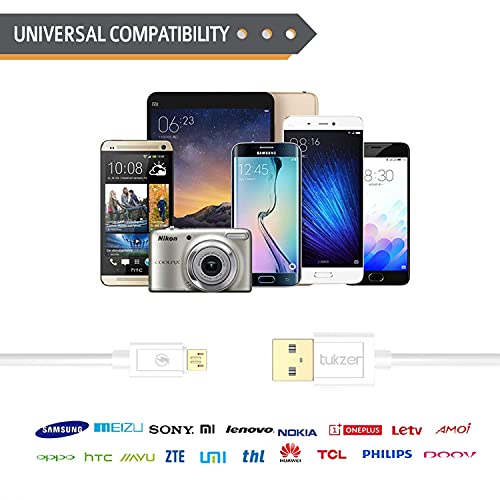 Image of Tukzer Micro Usb 2.4 Ampere Charge & Sync Data Cable For Android Devices, Personal Computer, Smartphone (White, 6.5Ft)