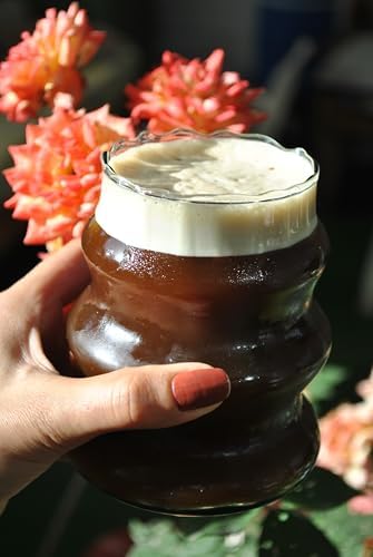 Porselen Diyarı Cam Soğuk Kahve Bardağı Boğumlu Tasarımlı Kokteyl Bardak-1 Adet-500 ml - Görsel 1