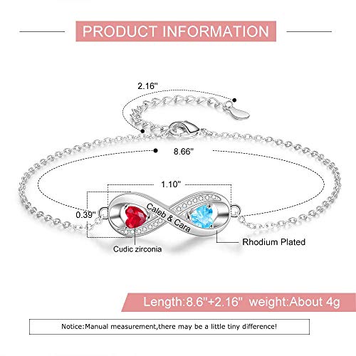 Image of Mom Bracelet Mothers Day Gifts Personalized 2 Birthstone Bracelets for Women Custom 2 Names Bracelets for Her Mothers Bracelet Jewelry for Wife