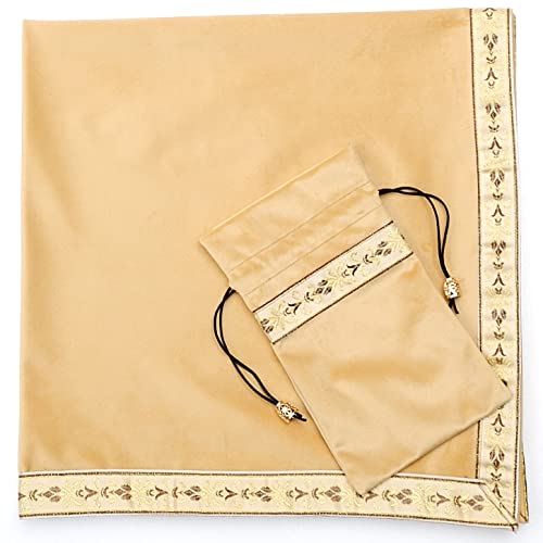 Kuai タロットクロス パステルカラー 68×68cm 2点セット ベルベット ポーチ付 タロット カード 占い 鑑定 厚手