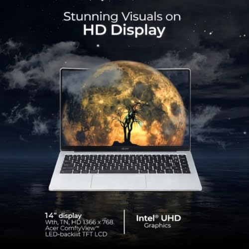 Image of Acer Aspire One, Intel Core Celeron N4500, Office 2024 + M365 Basic, 12GB LPDDR4X RAM / 500GB SSD, 14.0 inch /35.56cm TN HD Display, Win 11 Home, Pure Silver, 1.3KG, A114-45, Thin and Light Laptop