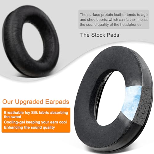 Image of SOULWIT Cooling Gel Replacement Earpads for Beyerdynamic DT 770 /DT770 PRO /DT511 /DT801 /DT831 /DT901 /HS300 /MMX300 /Custom One PRO Plus /Custom Studio, Ear Pads Cushions with Ice Silk Fabric - Black