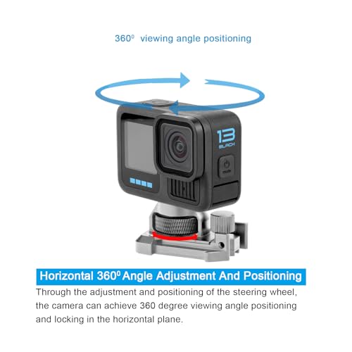 Image of Forevercam 360Rotate Aluminum Helmet Mount for Gopro Hero 13 12 11 10 9 8 DJI Osmo Insta360 AKASO and Other Action Camera 1 /4''-20 Lock Protector Quick Release Buckle Clip Basic Base Mount