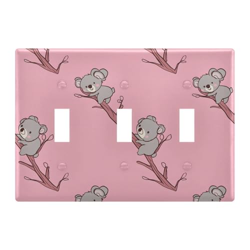Light Switch Cover Cartoon Koalas Tree Branches Wall Plates for Electrical Outlets 3 Gang 202b8027