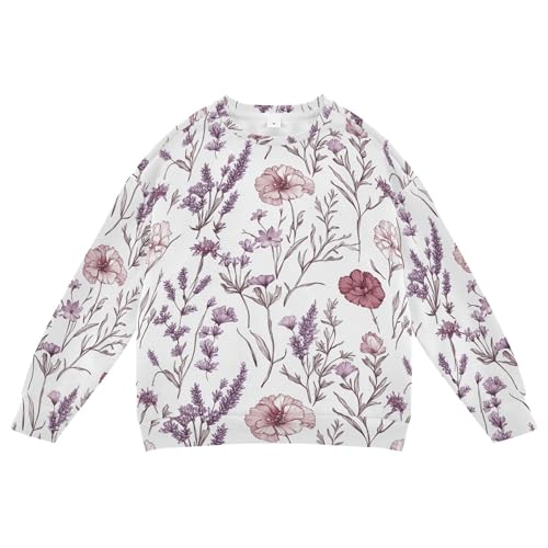 JUNZAN Flowers Carnation Callistephus Lavender White Little Boys Sweatshirt Hoodie Fleece Outerwear for Kids Sports 4T