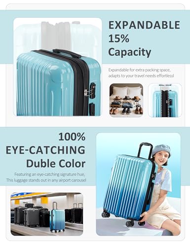 Image of Carry on Luggage 2 Piece(20in /24inch - Airline Approved Suitcases with Spinner Wheels, Built-In TSA Lock,Hard Shell Expandable Suitcases