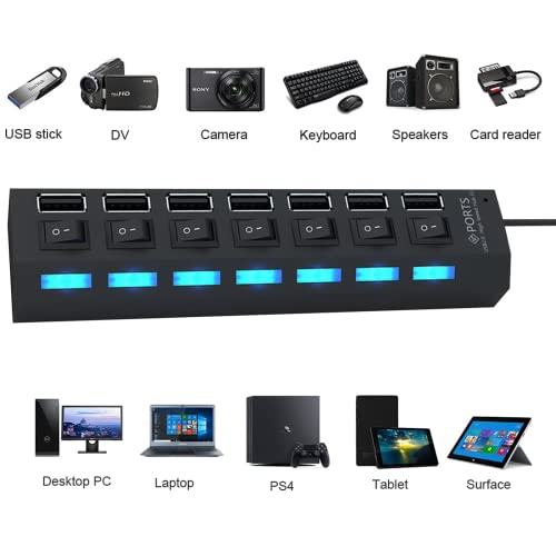 USB-Splitter-Multi-Port-USB-20-Hub-7-Port-with-Independent-OnOff-Switch-and-LED-Indicators-USB-A-Port-Data-Hub-Suitable-for-PC-Computer-Keyboard-Laptop-Mobile-HDD-Flash-Drive-Camera-Etc
