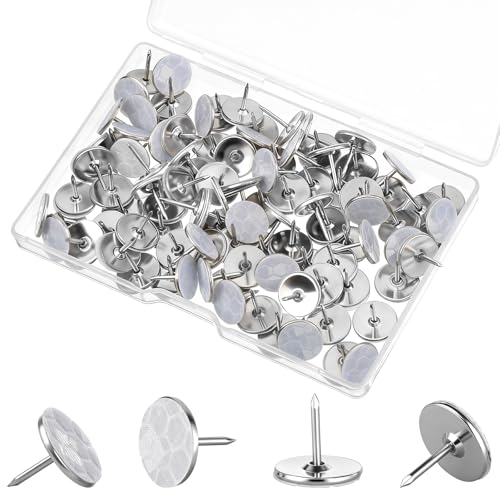 LXUEJIE 100 Pcs Reflective Tacks for Trail Marking Glow Reflective Mark Tacks High Visibility Tacks Marking Pegs Glow in Dark Thumb Nails Tack with Storage Box for Hiking Camping Tree Stand