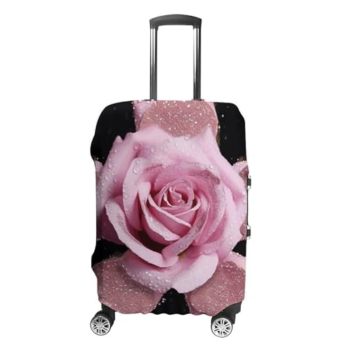 Carry on Luggage Cover Glitter Pink Rose Suitcase Covers for Luggages Tsa Approved Travel Luggage Sleeve Protector Elastic Suitcase Protector Anti-Scratch Washable Fits 19-30 Inch Case -S