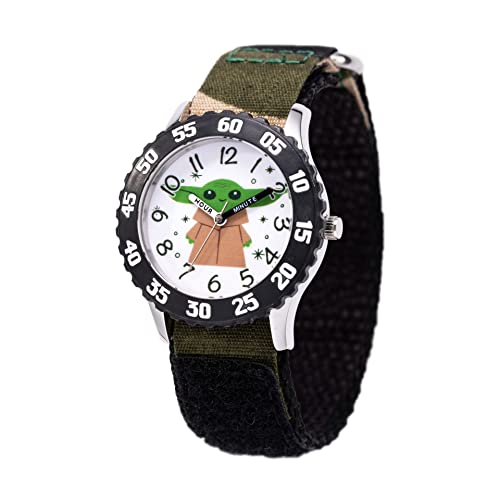 Image of Star Wars The Mandalorian Kids' Bezel Stainless Steel Time Teacher Analog Nylon Strap Watch