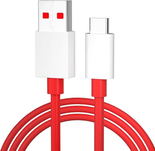 Image of Tufento 65W WARP /DASH Charging Type C Cable (1m, Red) - Ultra Fast USB Type C Data Sync Cord Compatible with OnePlus, Realme, Vivo, Oppo, iQOO, Samsung, Poco, Xiaomi