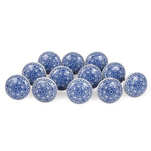 Image of Vintage Ceramic Knobs for Kids and Kitchen Cupboards, Drawers, Wardrobes, PC Cabinets, Almirahs, Dressers, Decorative Pull Handles for Dressing Table and Home Decor -Set of 12, Luminescence