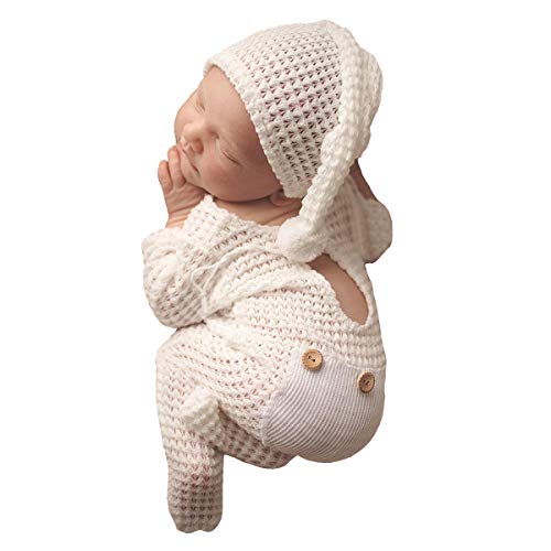 Image of Newborn Photography Props Set Hat Bebe Reborn Accesorios Picture Outfits Baby Photo Studio Shoot Clothes Boy Costume Hat White