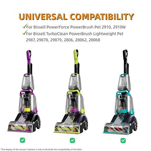 Image of Replacement Belts for Bissell 2910 2987 2806 PowerForce and TurboClean PowerBrush Lightweight Pet Carpet Cleaner, Flat Pump Belt Replace Part 1606428 (Pack of 2)