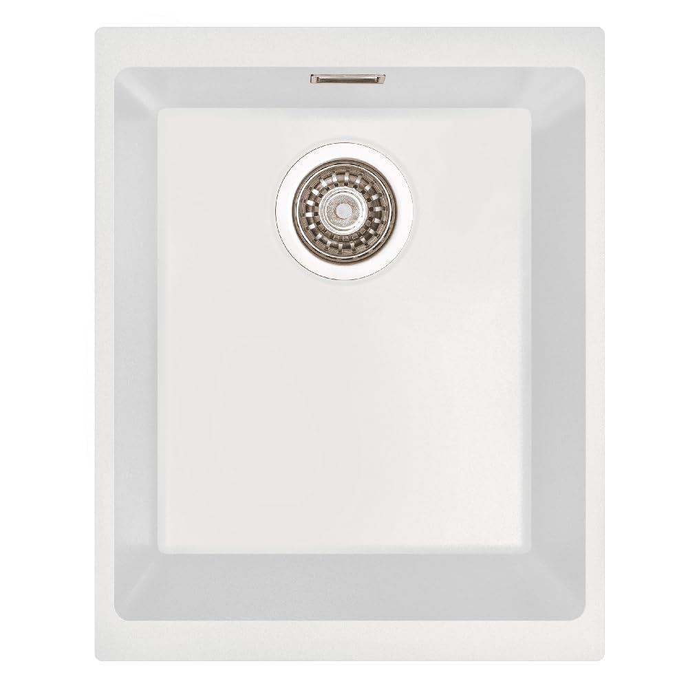 Astini Dante 340 1.0 Bowl Granite White Undermount Kitchen Sink & Waste
