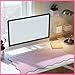 Hahafelt Scalloped Desk Mat Large Scalloped Piping Cute Desk Mat Aesthetic Preppy Table Pad Large Nonslip Pad with Edge Stitching Waterproof Gaming(Pink,31.5 x 15.75 Inches)