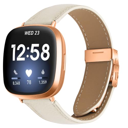 Fitbit Versa 4&Sense 2�Ή����U�[�X�g���b�v ���߉\�ȃ��[�Y�S�[���h�܂肽���݃o�b�N�� �X�|�[�c�J�W���A���X�^�C���o���h Fitbit Versa 3&Sense ���f�B�[�X �����Y (�z���C�g�A�����T�C�Y)