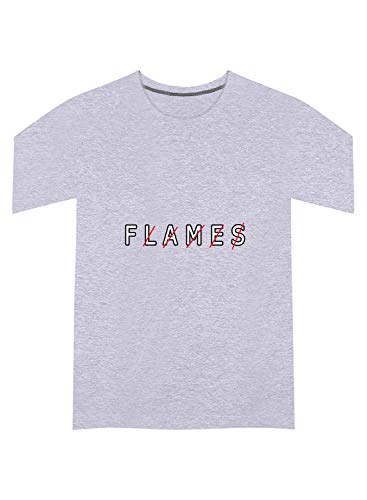 Image of CreativiT Graphic Printed T-Shirt for Unisex Flames Tshirt | Casual Half Sleeve Round Neck T-Shirt | 100% Cotton | D00393-15