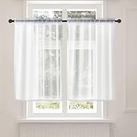 ALAHUGYEF 1 Paar/2 STK Scheibengardinen Modern, Bistrogardine Weiß, Halbtransparent Bistrogardine Voile Gardine Fensterschal Vorhänge, Fenstergardinen für Küche Wohnzimmer Privatsphäre Fenstervorhang