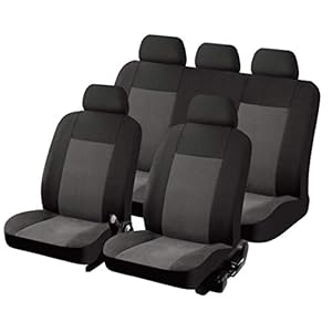 CAR+ FUNDBAS Texas Universal Seat Cover 11-Piece Set, Grey/Black