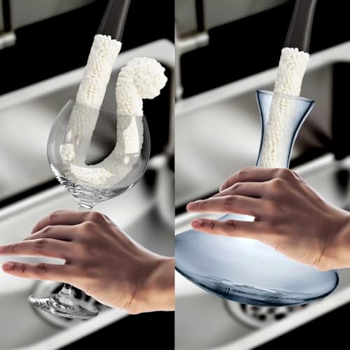 Image of HIC Kitchen Bar Soft Foam Decanter Brush - Non-Scratch Foam Tips, Flexible for Narrow Openings, Ideal for Decanters, Pitchers, Glasses, Vases, Long-Lasting, Made from EVA