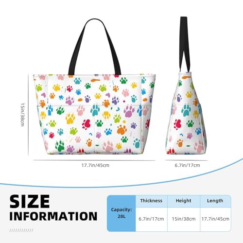 Large Beach Tote Bag for Women Extra Large Capacity Waterproof Sandproof Pool Bag Suitable for Swimming Pool Gym Travel Groceries Traces of Dog Paws4
