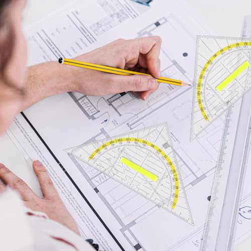 YEDPGUE 2 Pcs Geodreieck mit Griff， Transparent Aus Kunststoff Geeignet für Studenten Büro Designer Malerei
