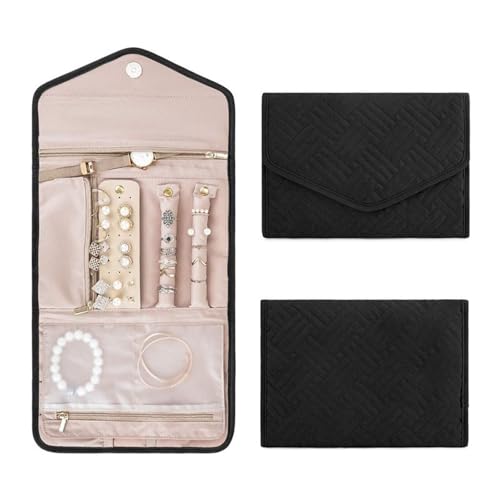 Bolsa de joyería portátil, estuche de viaje para collares, pendientes y pulseras 6
