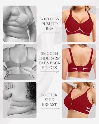 Image of Smooth V Jelly Bras for Women No Underwire Seamless Plunge Bralettes T Shirt Sleep Everyday Bra with Bra Extender