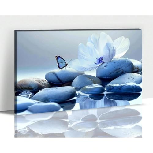 Toile lotus zen blanche pour créer une ambiance spa dans votre salle de bain 40x70 cm
