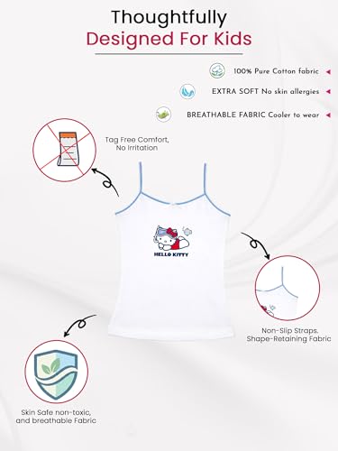 Image of BODYCARE Kids Girl's Regular Fit Vest | 100% Cotton| Skin Friendly | Lightweight | Sleeveless Design | Pack of 3 Print